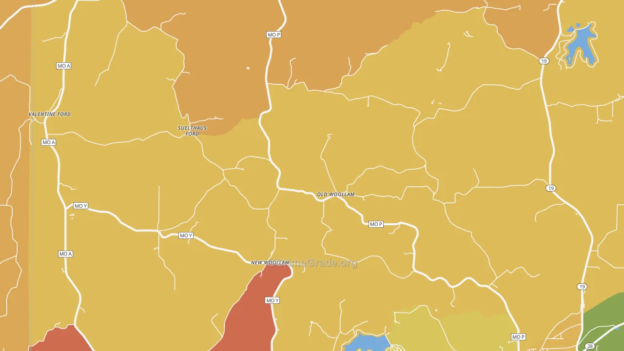 Old Woollam, MO Map of Burglary Rates