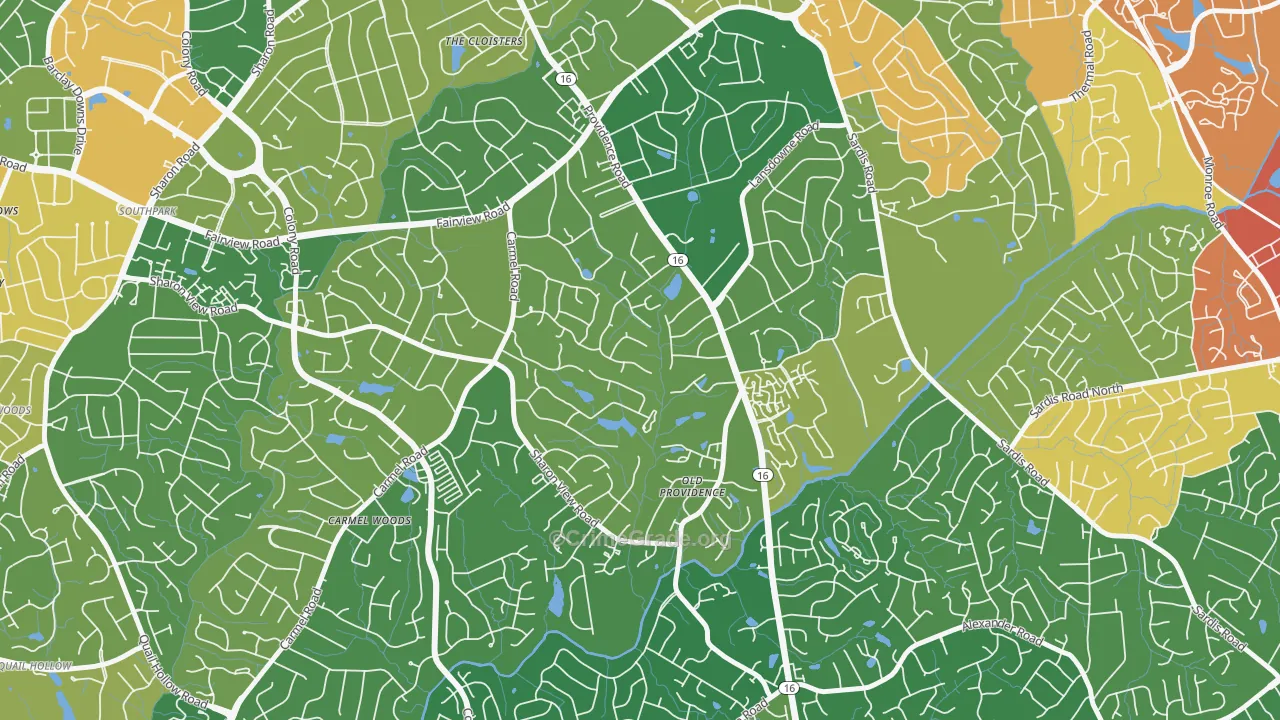 Olde Providence North, Charlotte, NC Map of Burglary Rates