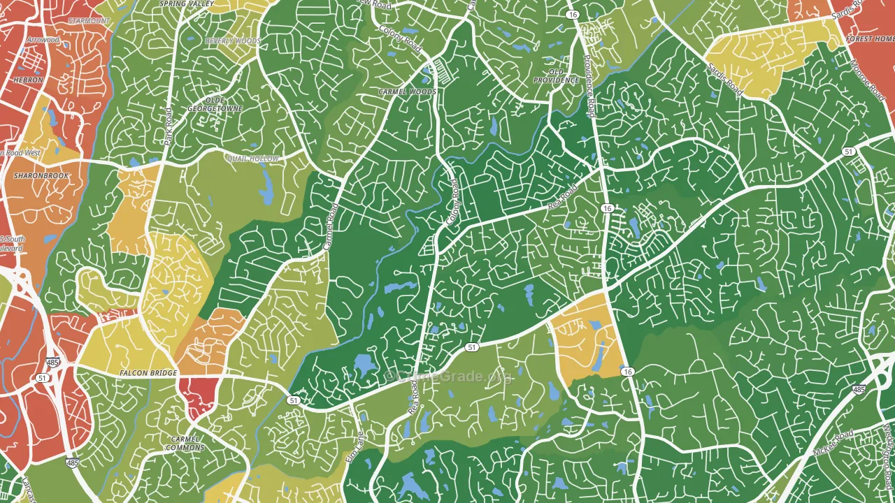 Olde Providence South, Charlotte, NC Map of Burglary Rates