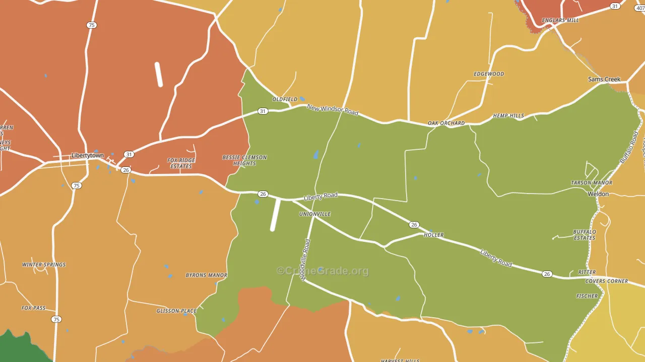 Oldfield, MD Map of Burglary Rates