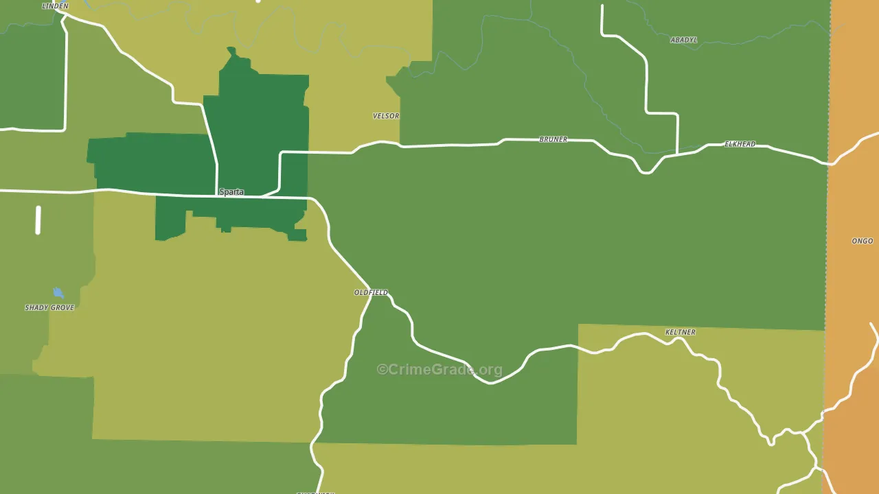 Oldfield, MO Map of Burglary Rates