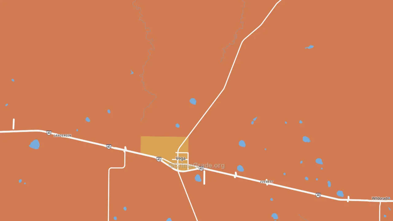 Oldham County, TX Map of Burglary Rates