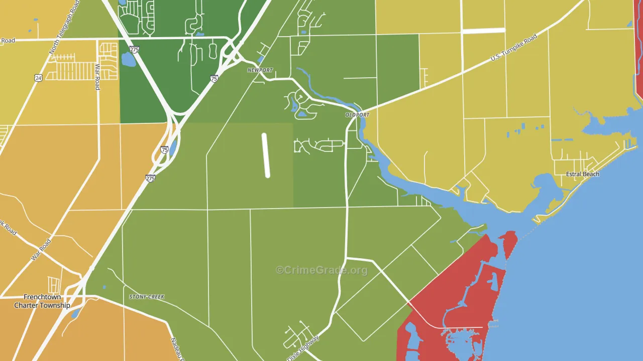 Oldport, MI Map of Burglary Rates