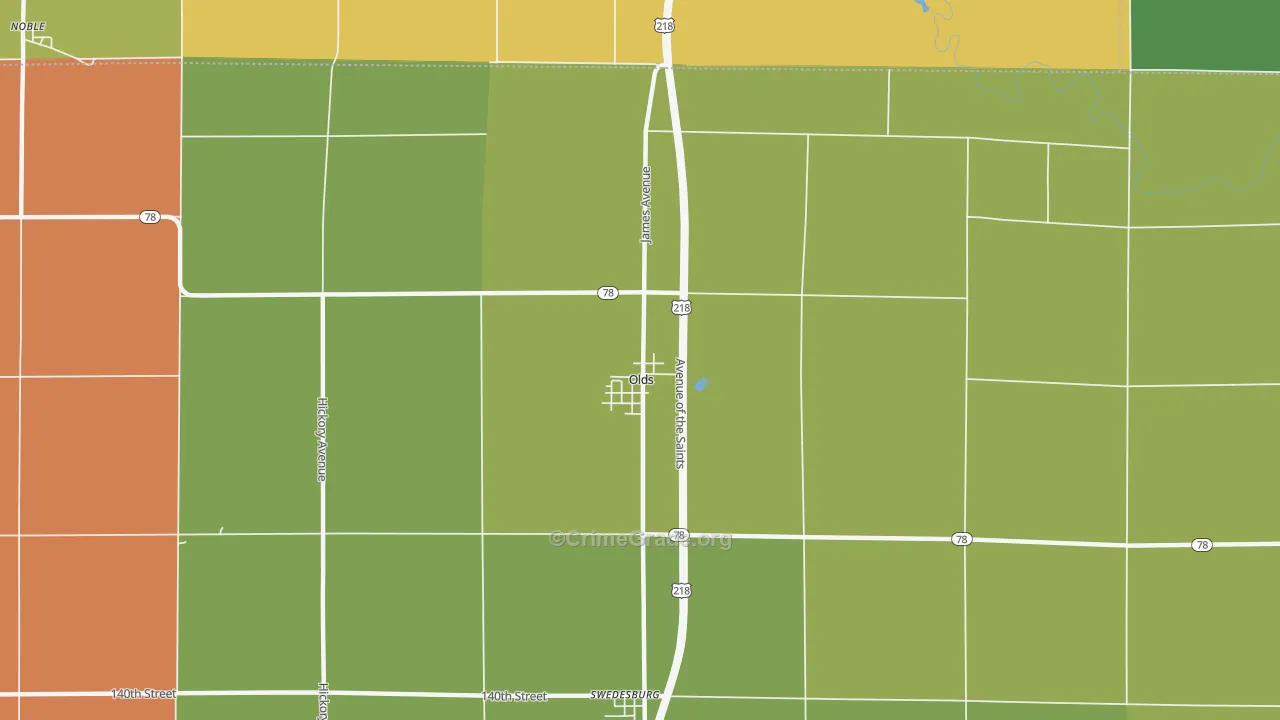 Olds, IA Map of Burglary Rates