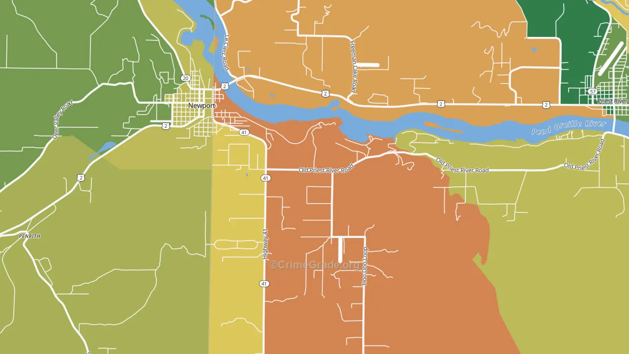 Oldtown, ID Map of Burglary Rates