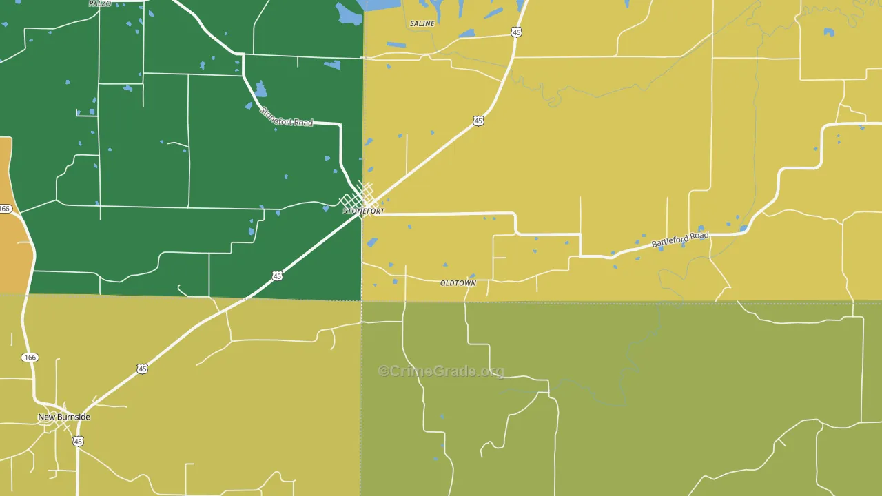 Oldtown, IL Map of Burglary Rates