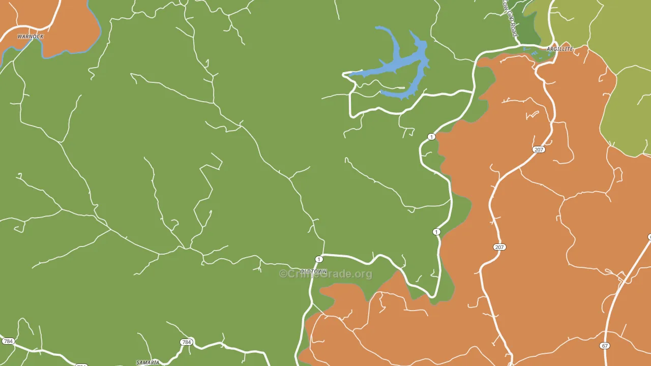 Oldtown, KY Map of Burglary Rates