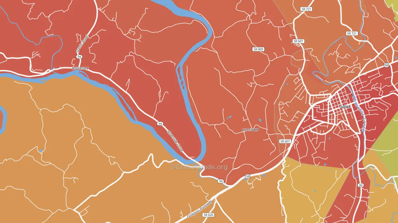 Oldtown, VA Map of Burglary Rates