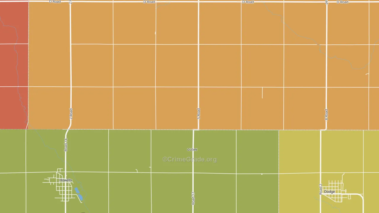 Olean, NE Map of Burglary Rates