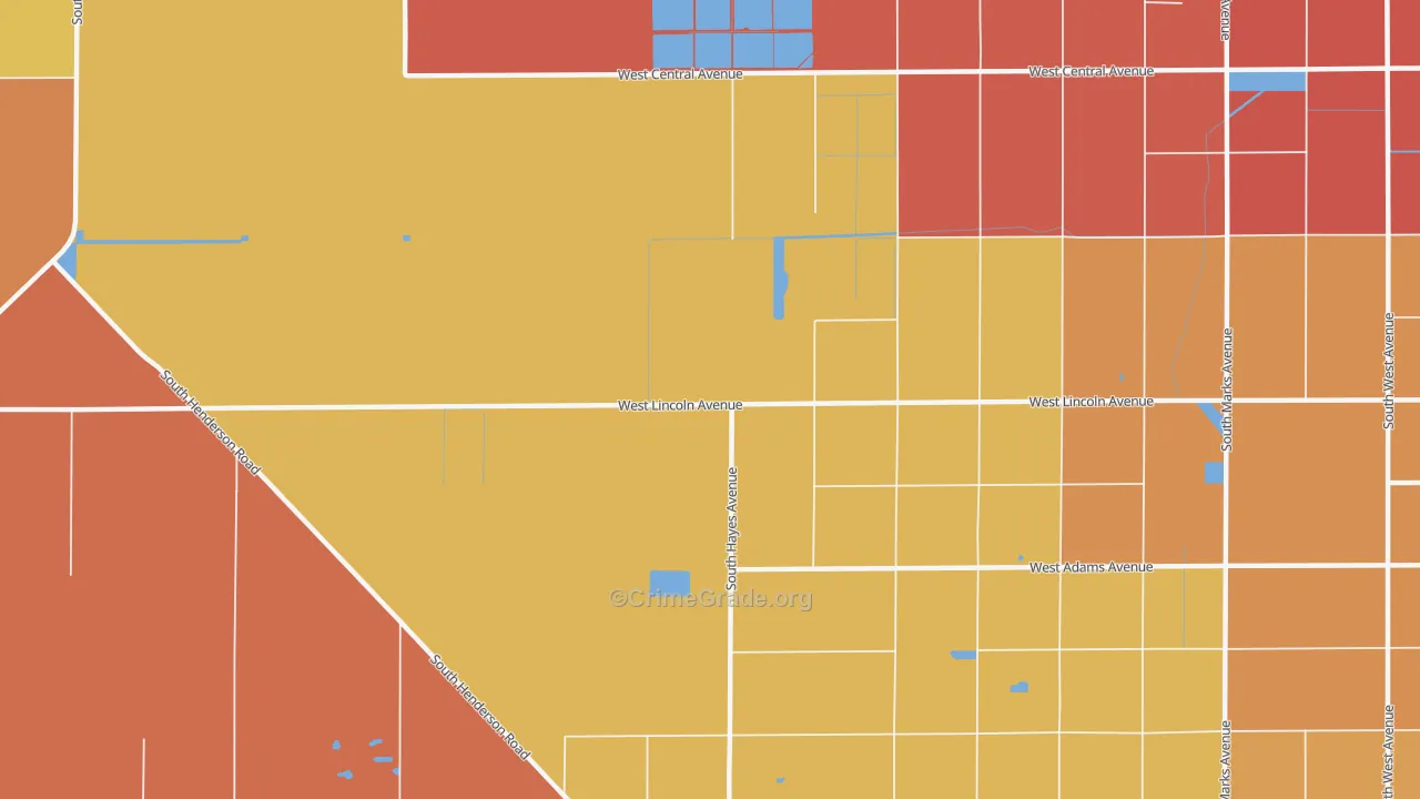 Oleander, CA Map of Burglary Rates
