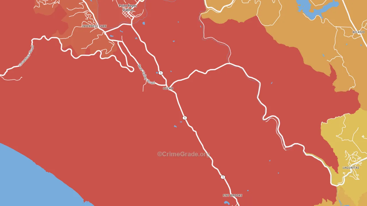 Olema, CA Map of Burglary Rates