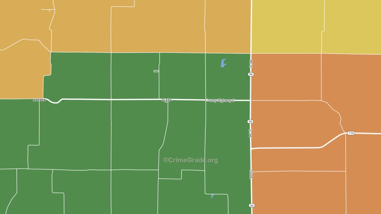 Olena, IL Map of Burglary Rates