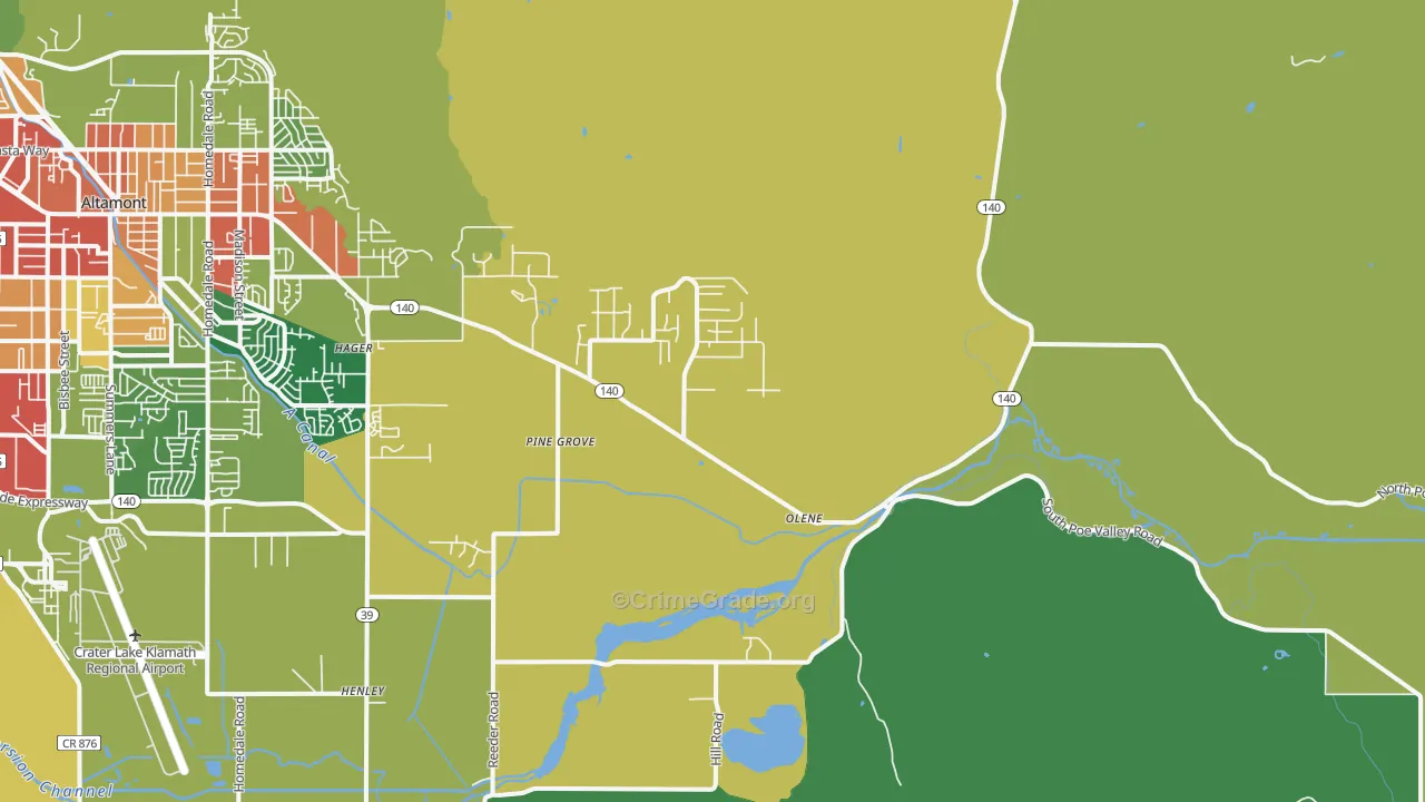 Olene, OR Map of Burglary Rates