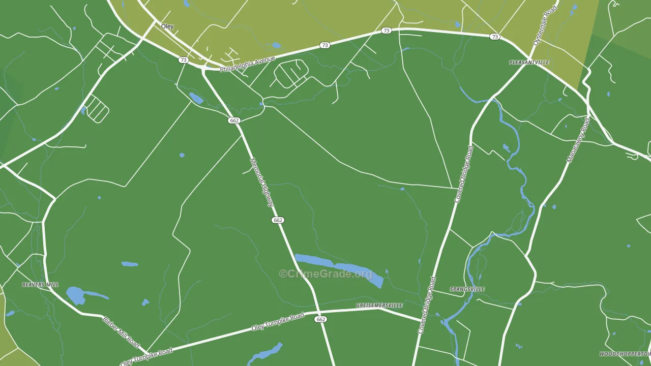Oley Furnace, PA Map of Burglary Rates