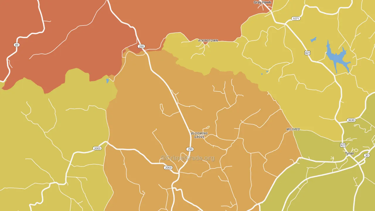 Olin, KY Map of Burglary Rates