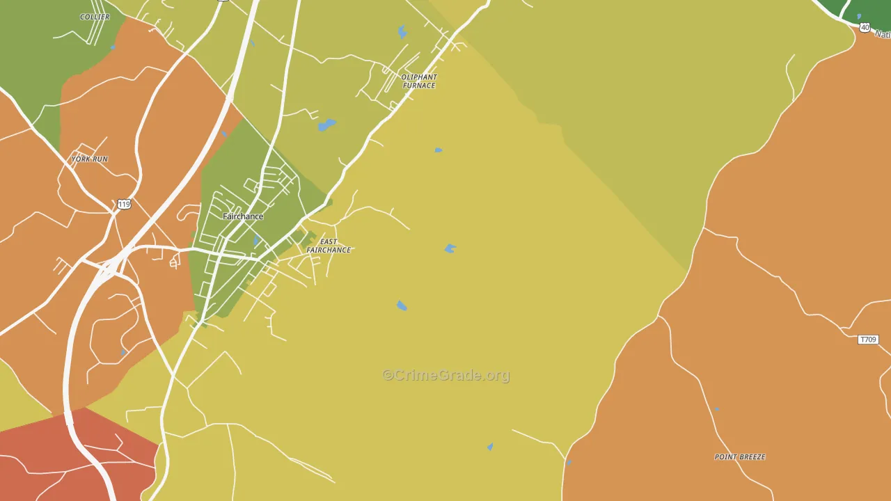 Oliphant Furnace, PA Map of Burglary Rates