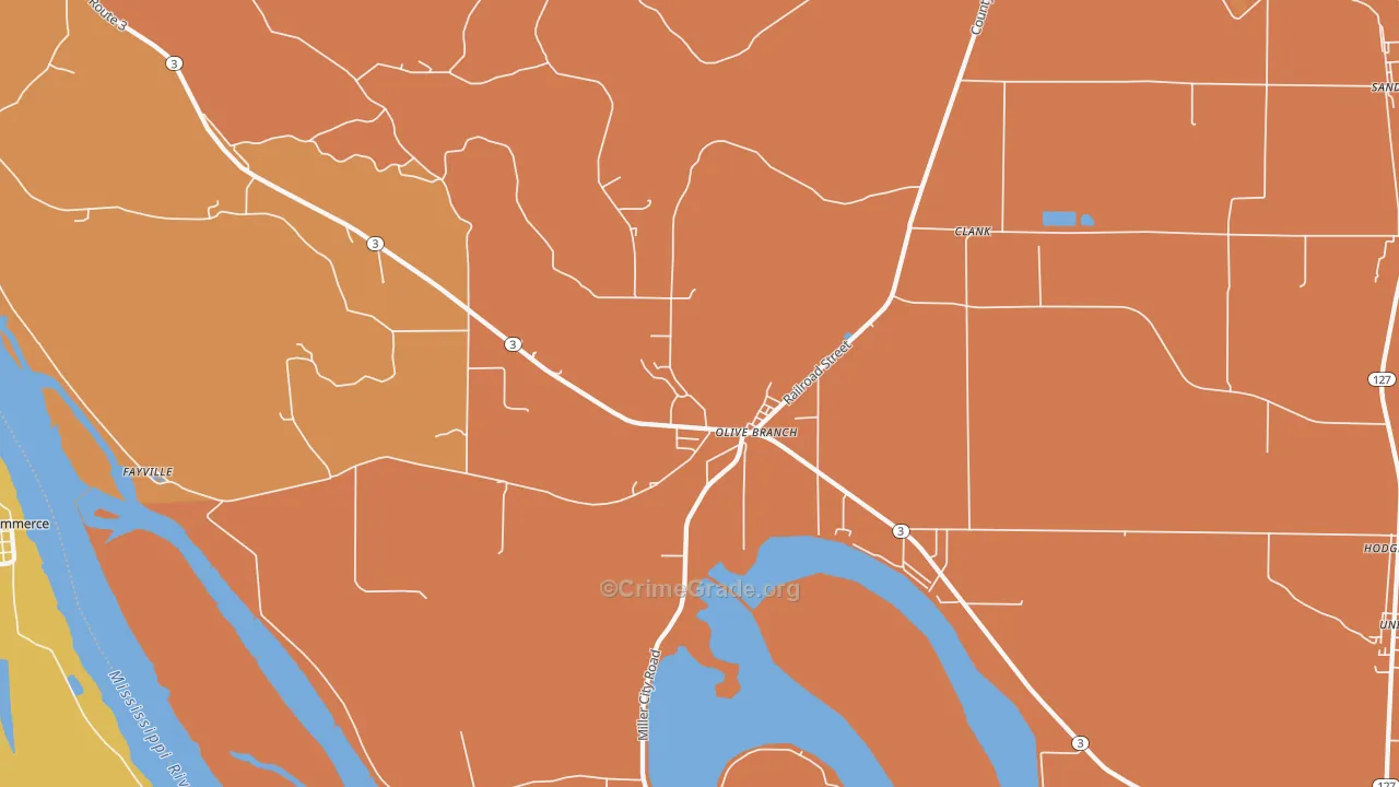 Olive Branch, IL Map of Burglary Rates