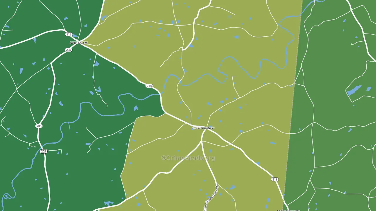 Olive Branch, NC Map of Burglary Rates