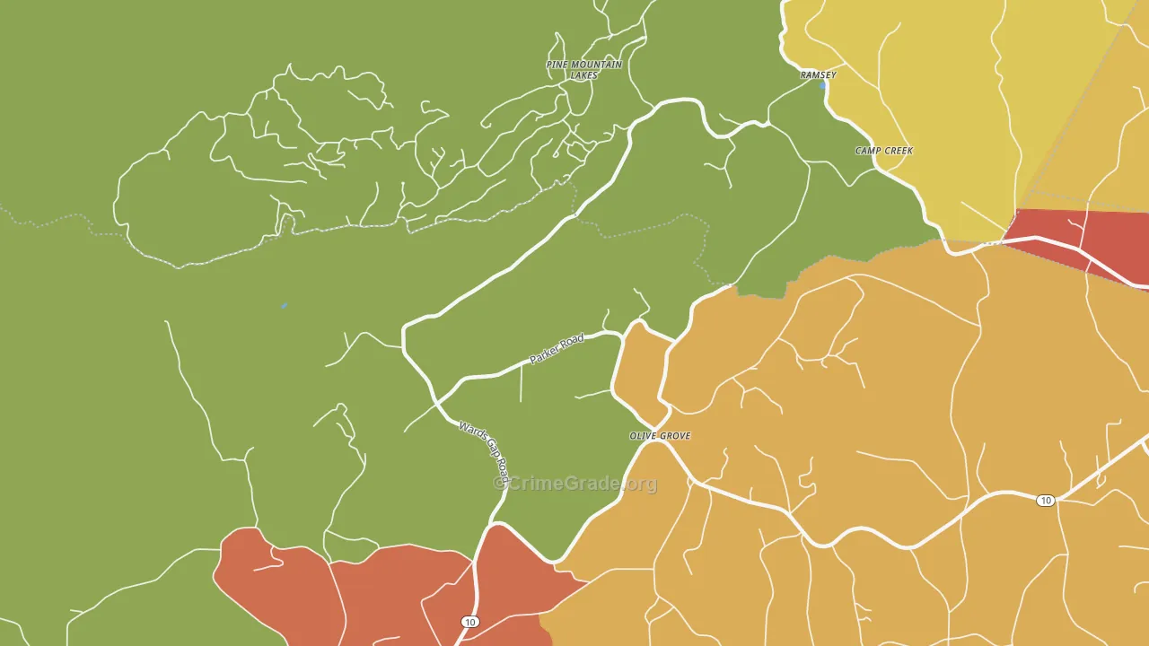 Olive Grove, NC Map of Burglary Rates