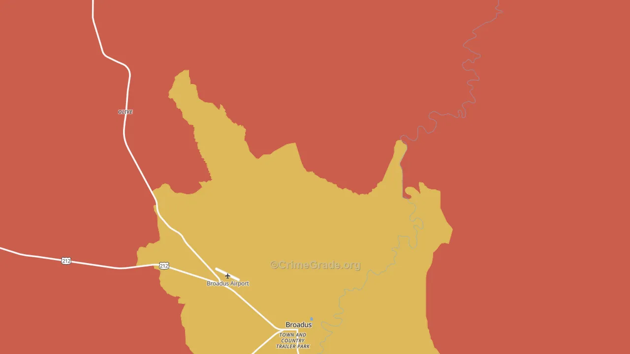 Olive, MT Map of Burglary Rates