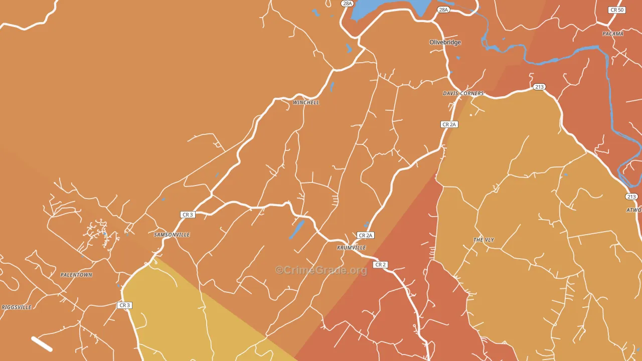 Olivebridge, NY Map of Burglary Rates