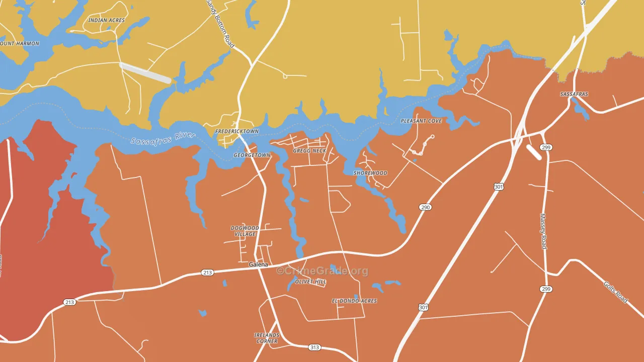 Olivet Hill, MD Map of Burglary Rates