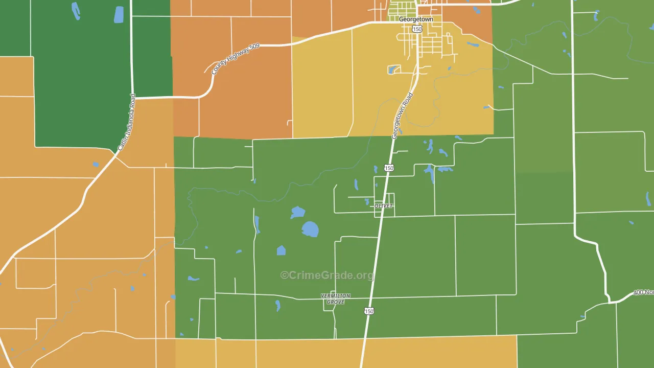 Olivet, IL Map of Burglary Rates