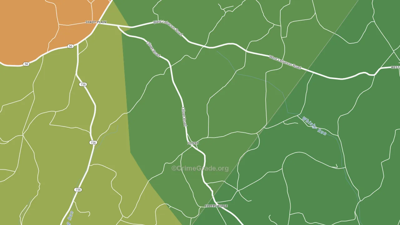 Olivet, PA Map of Burglary Rates