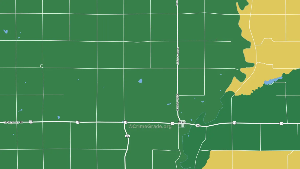 Olivet, SD Map of Burglary Rates