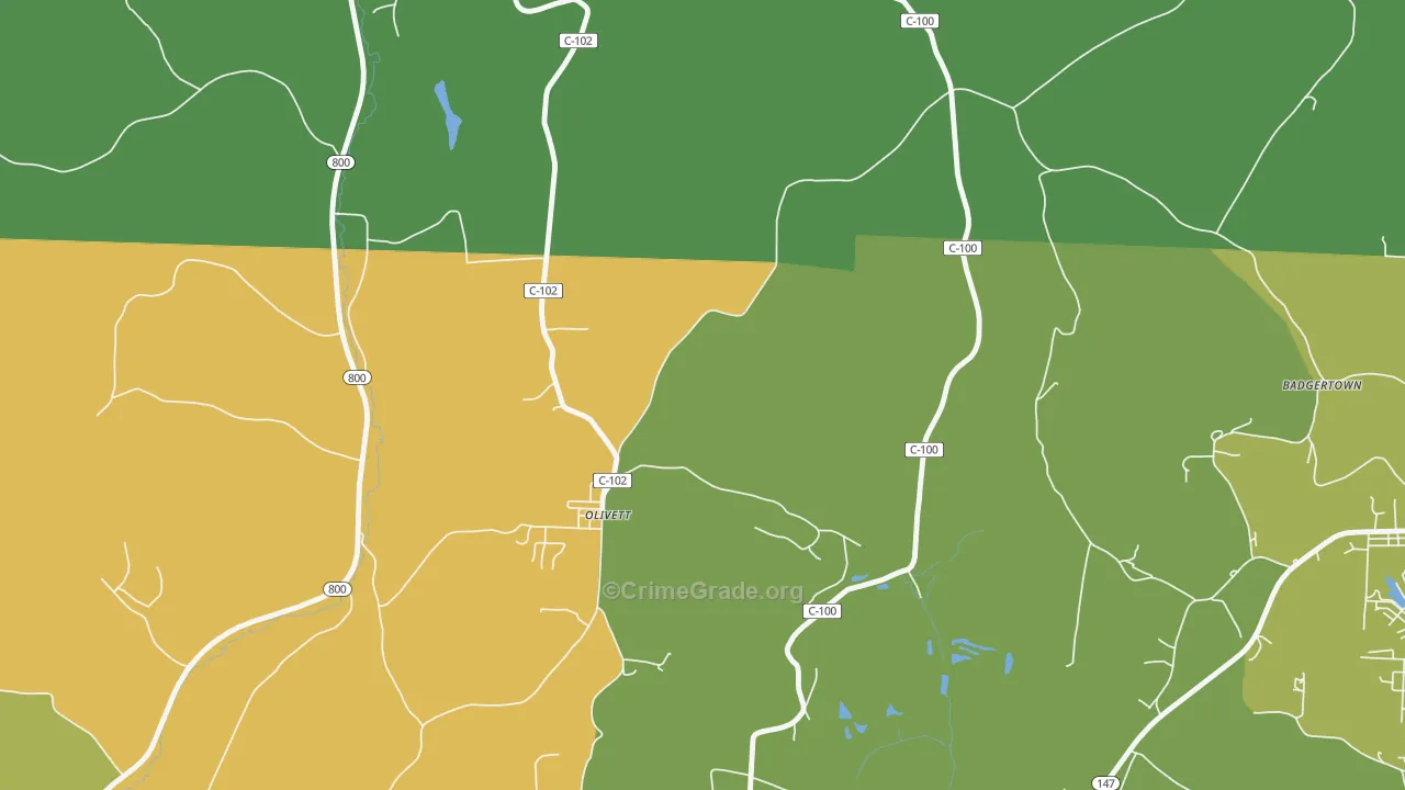 Olivett, OH Map of Burglary Rates