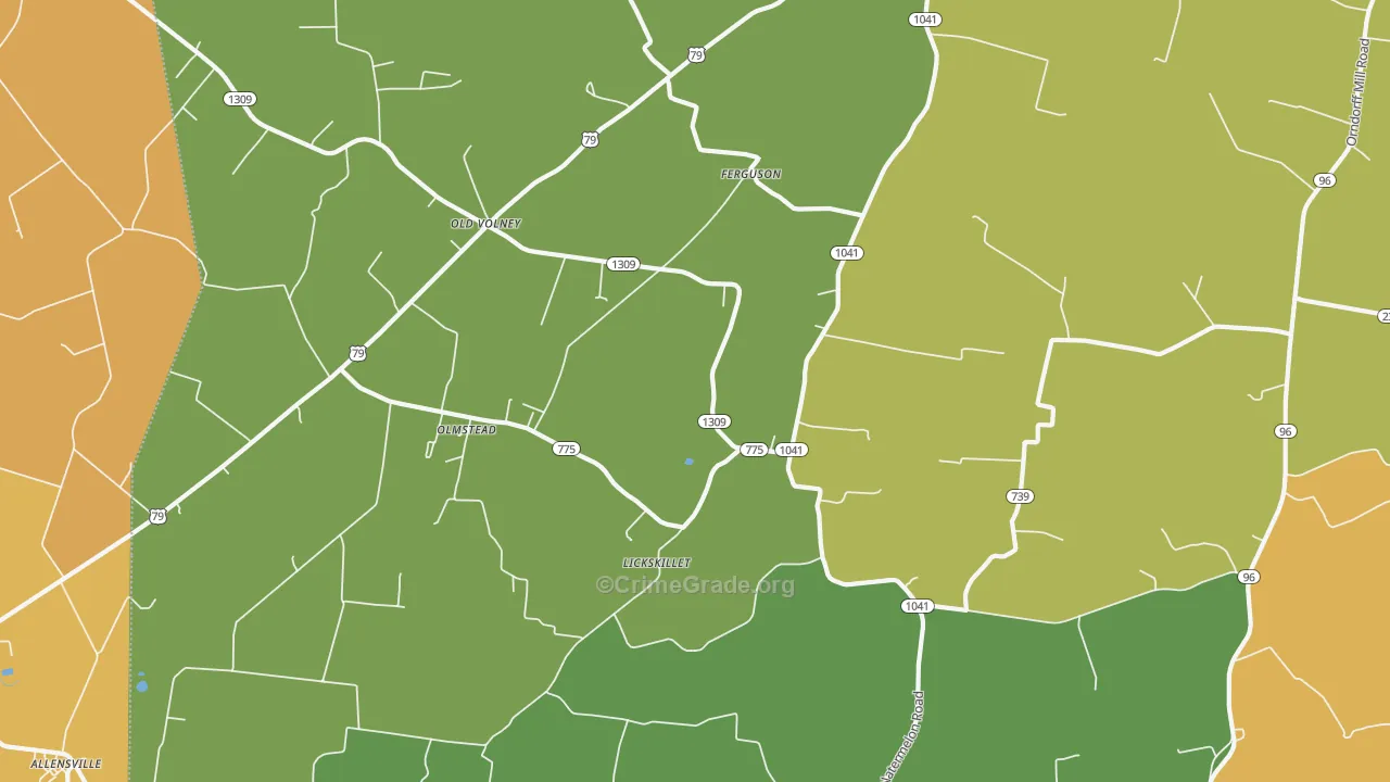 Olmstead, KY Map of Burglary Rates