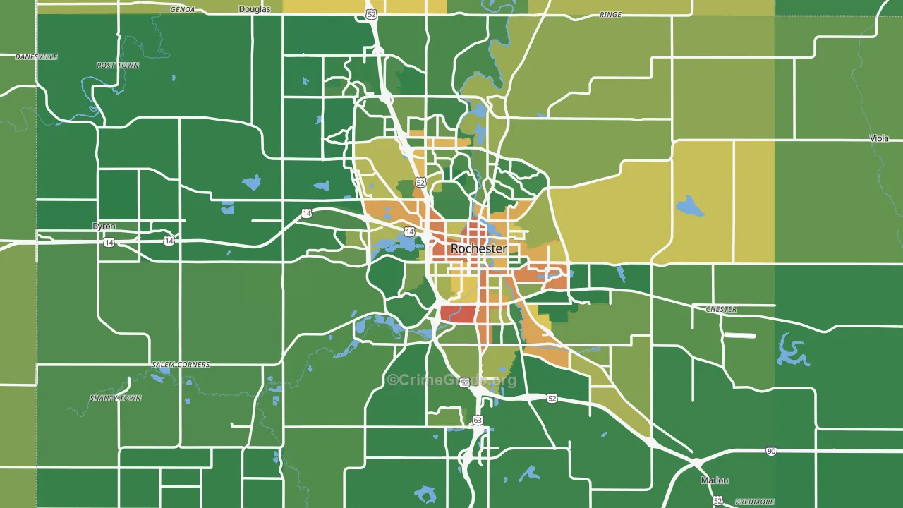 Olmsted County, MN Map of Burglary Rates