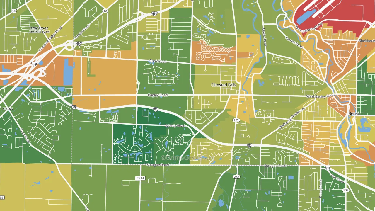 Olmsted Falls, OH Map of Burglary Rates