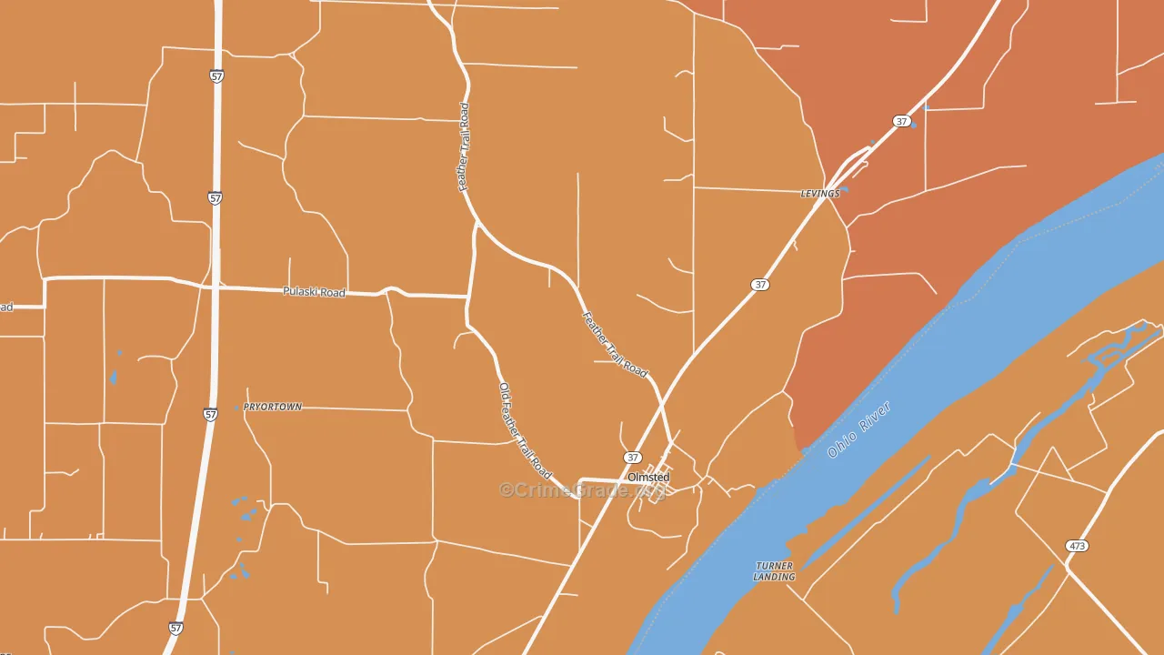 Olmsted, IL Map of Burglary Rates