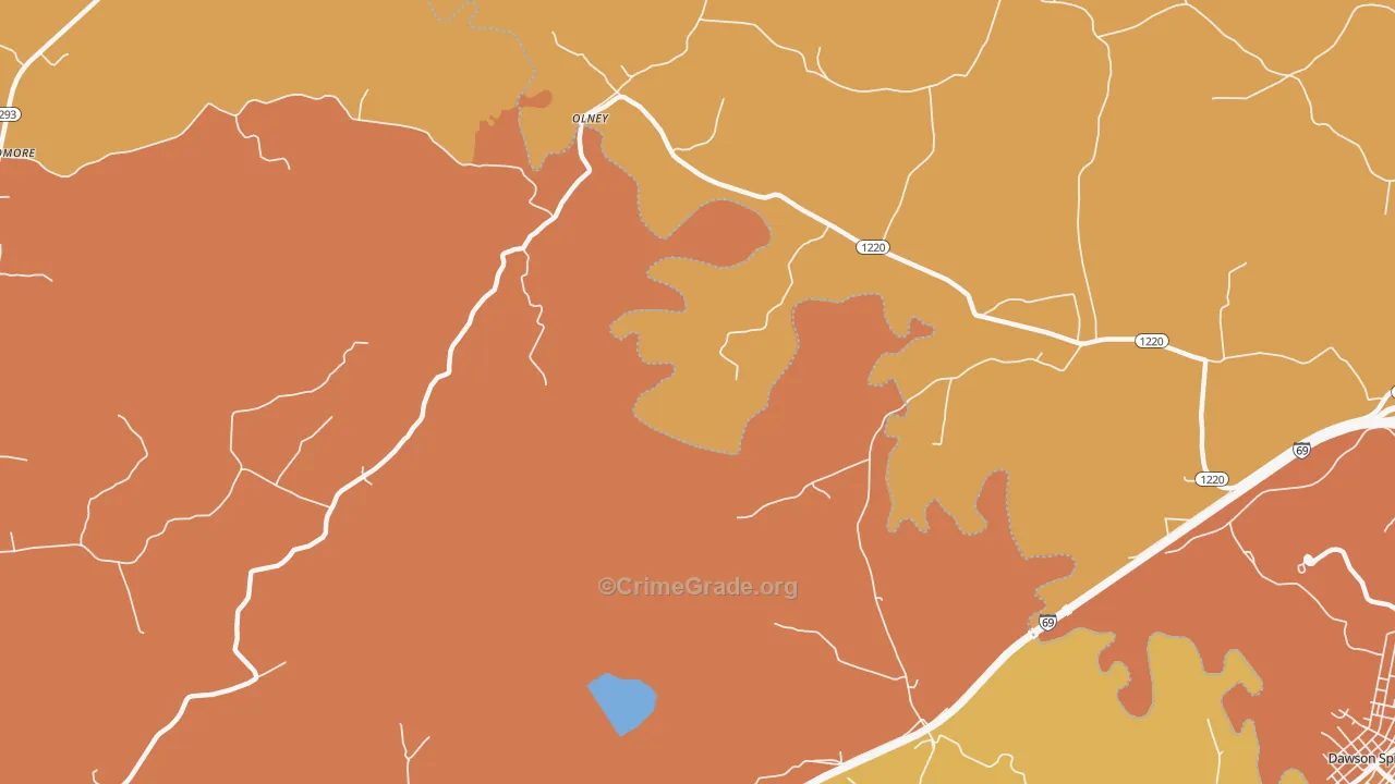 Olney, KY Map of Burglary Rates