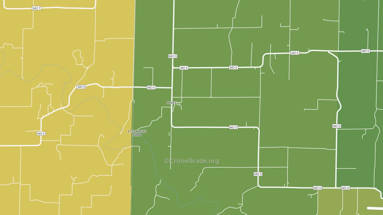 Olney, MO Map of Burglary Rates