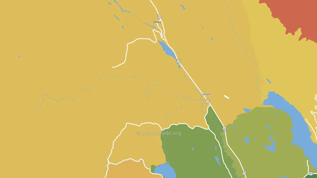 Olney, MT Map of Burglary Rates