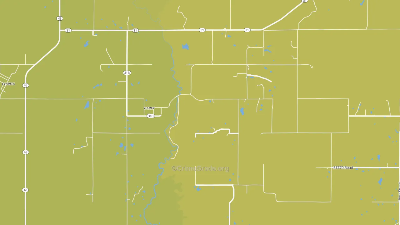 Olney, OK Map of Burglary Rates