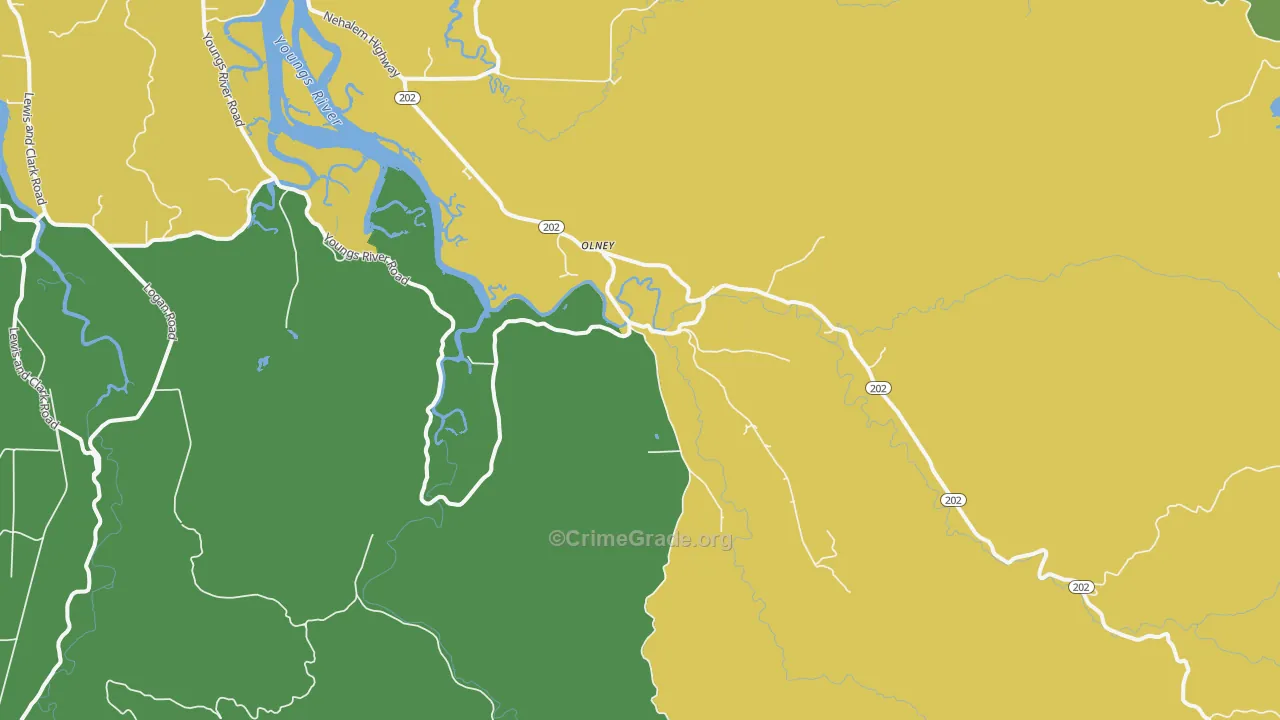 Olney, OR Map of Burglary Rates