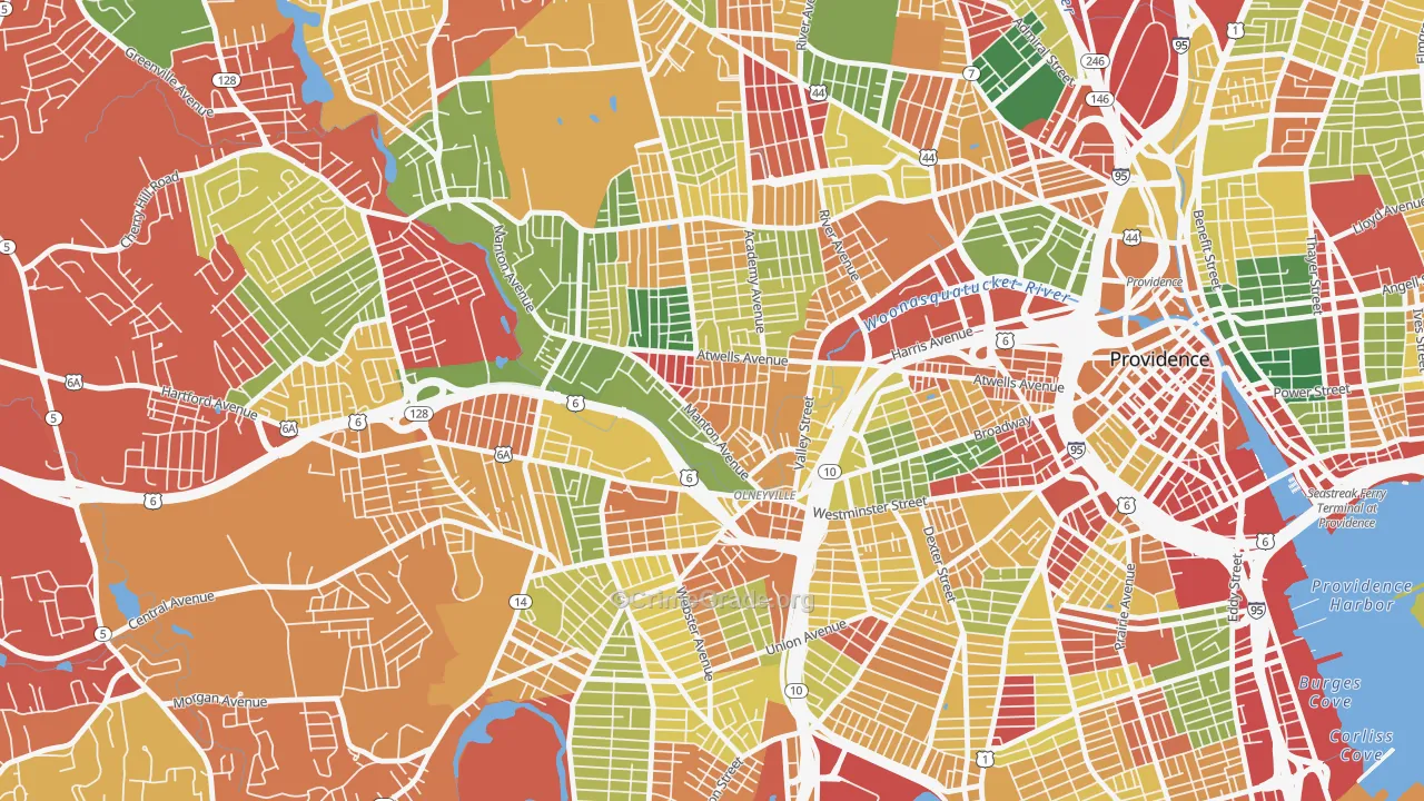 Olneyville, Providence, RI Map of Burglary Rates