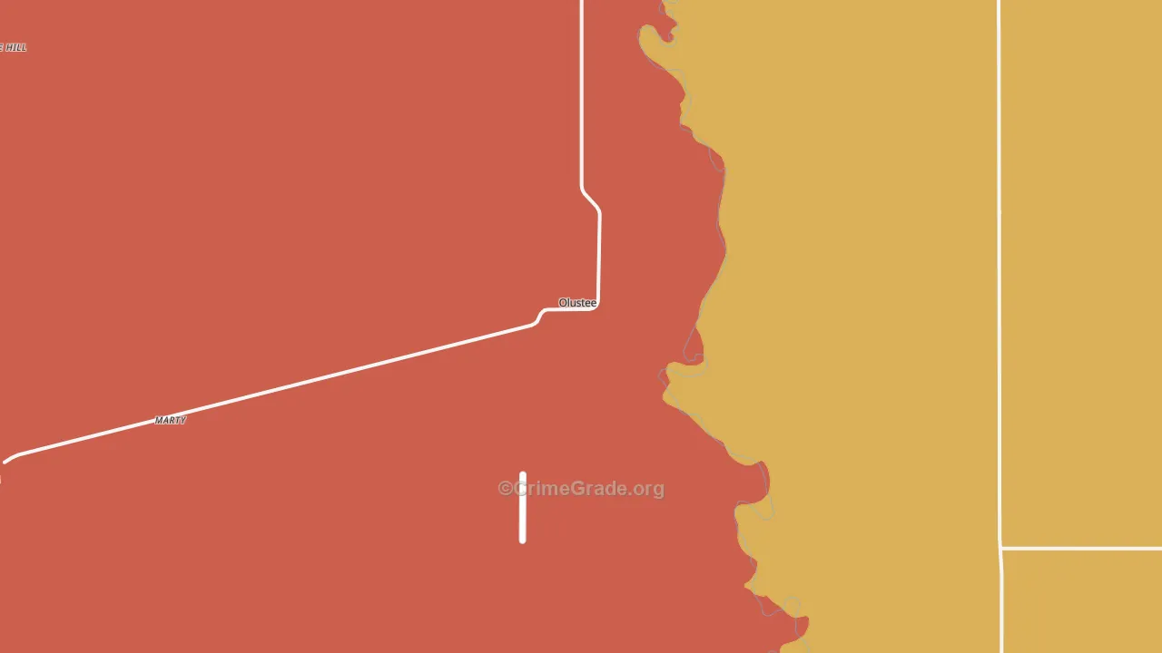 Olustee, OK Map of Burglary Rates