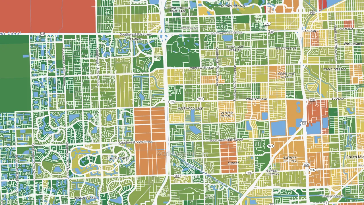 Olympia Heights, Miami, FL Map of Burglary Rates