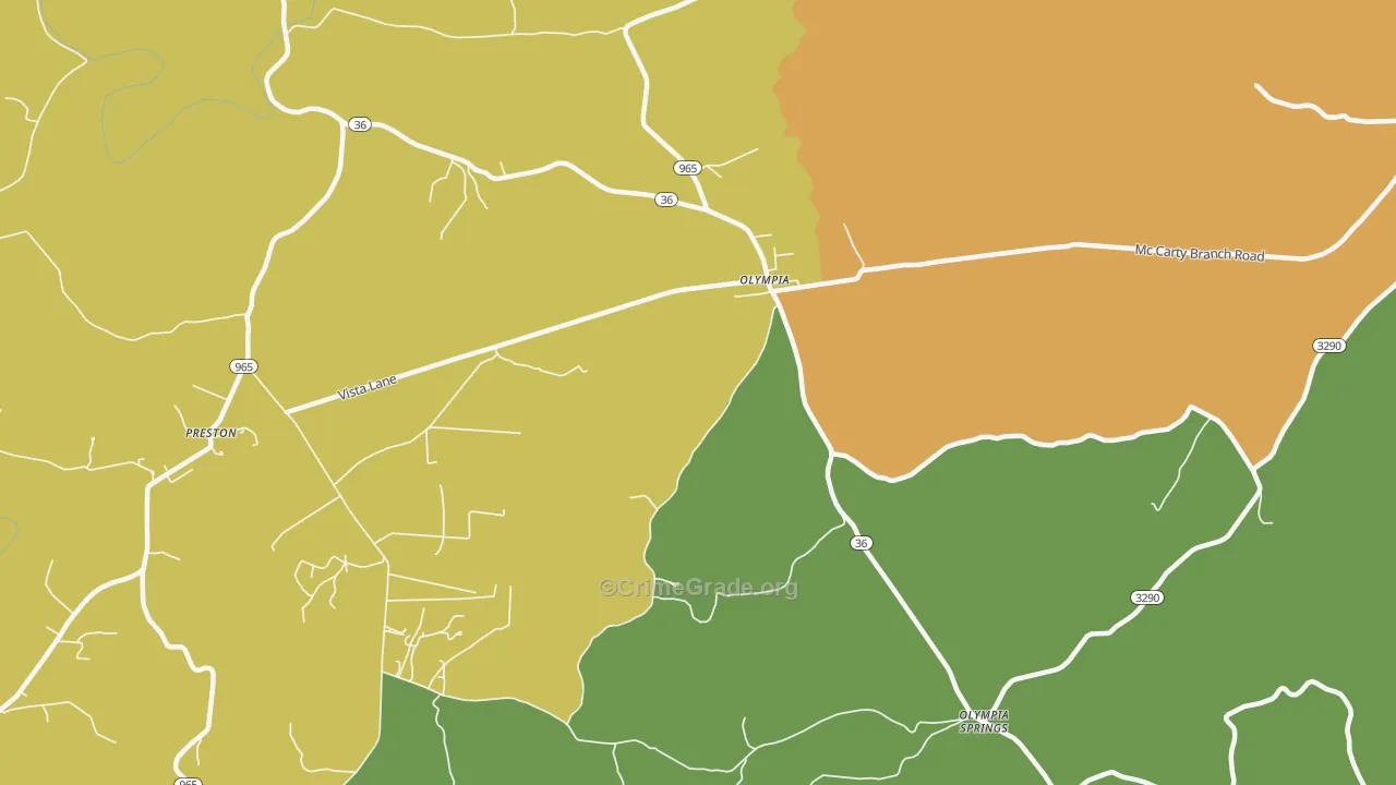 Olympia, KY Map of Burglary Rates