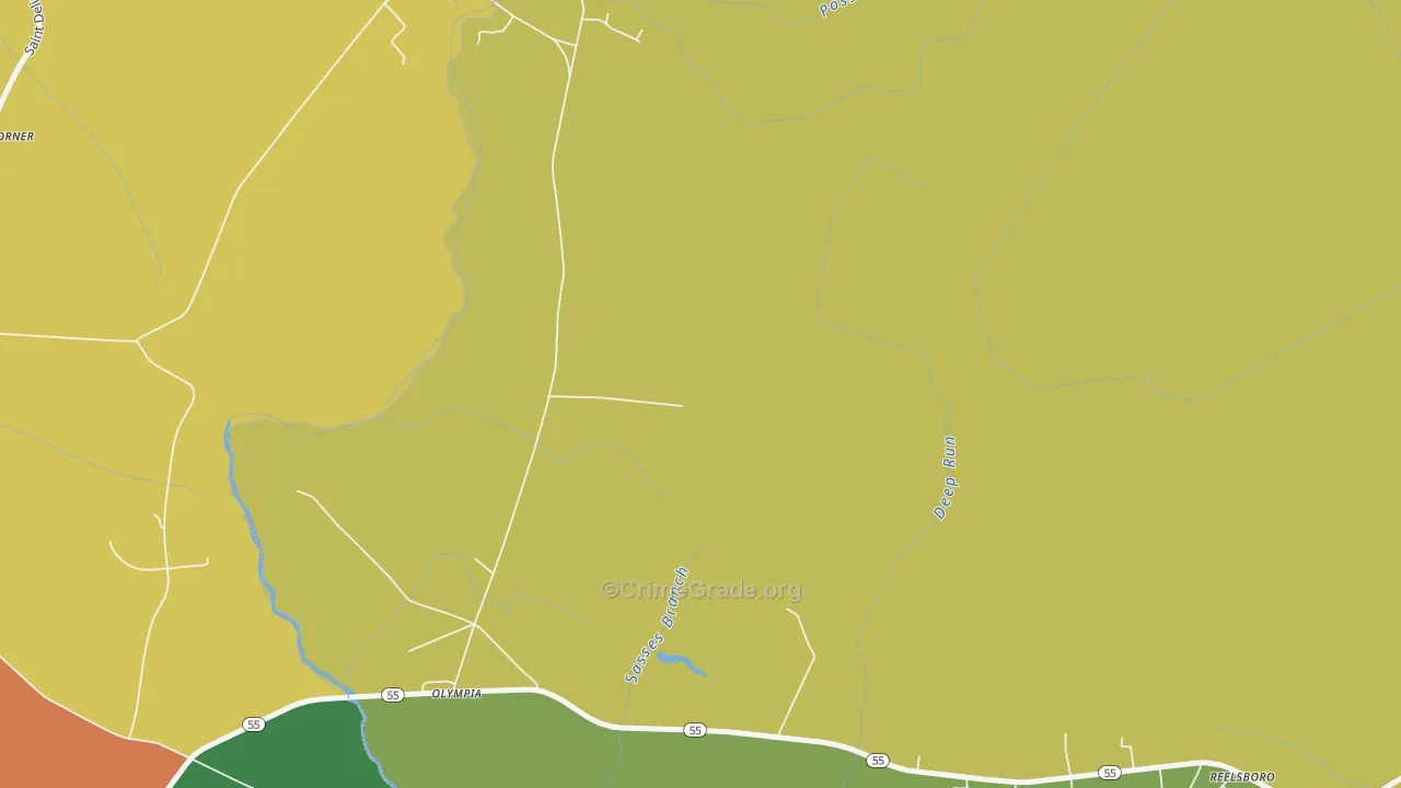 Olympia, NC Map of Burglary Rates