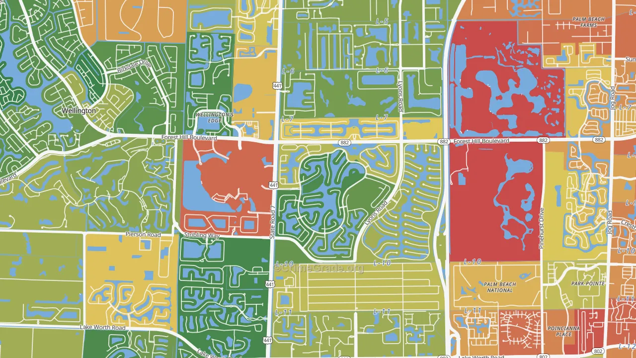 Olympia, Wellington, FL Map of Burglary Rates