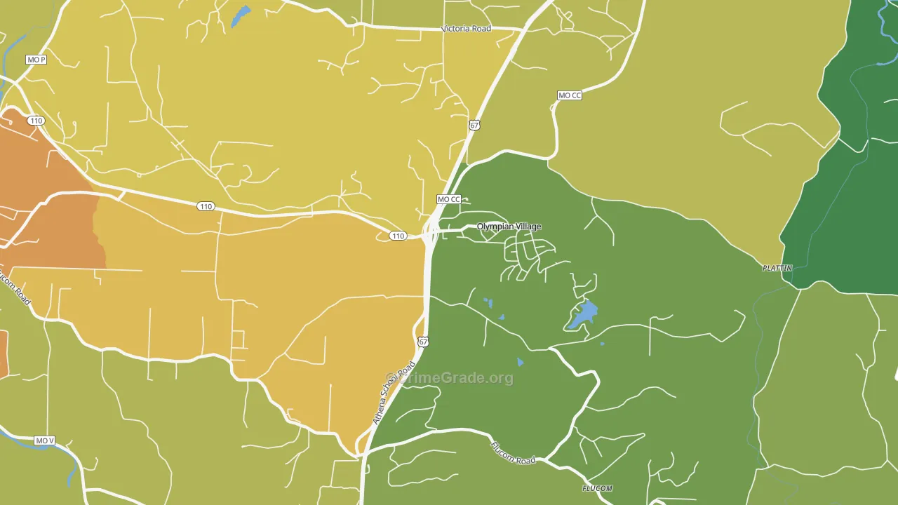 Olympian Village, MO Map of Burglary Rates