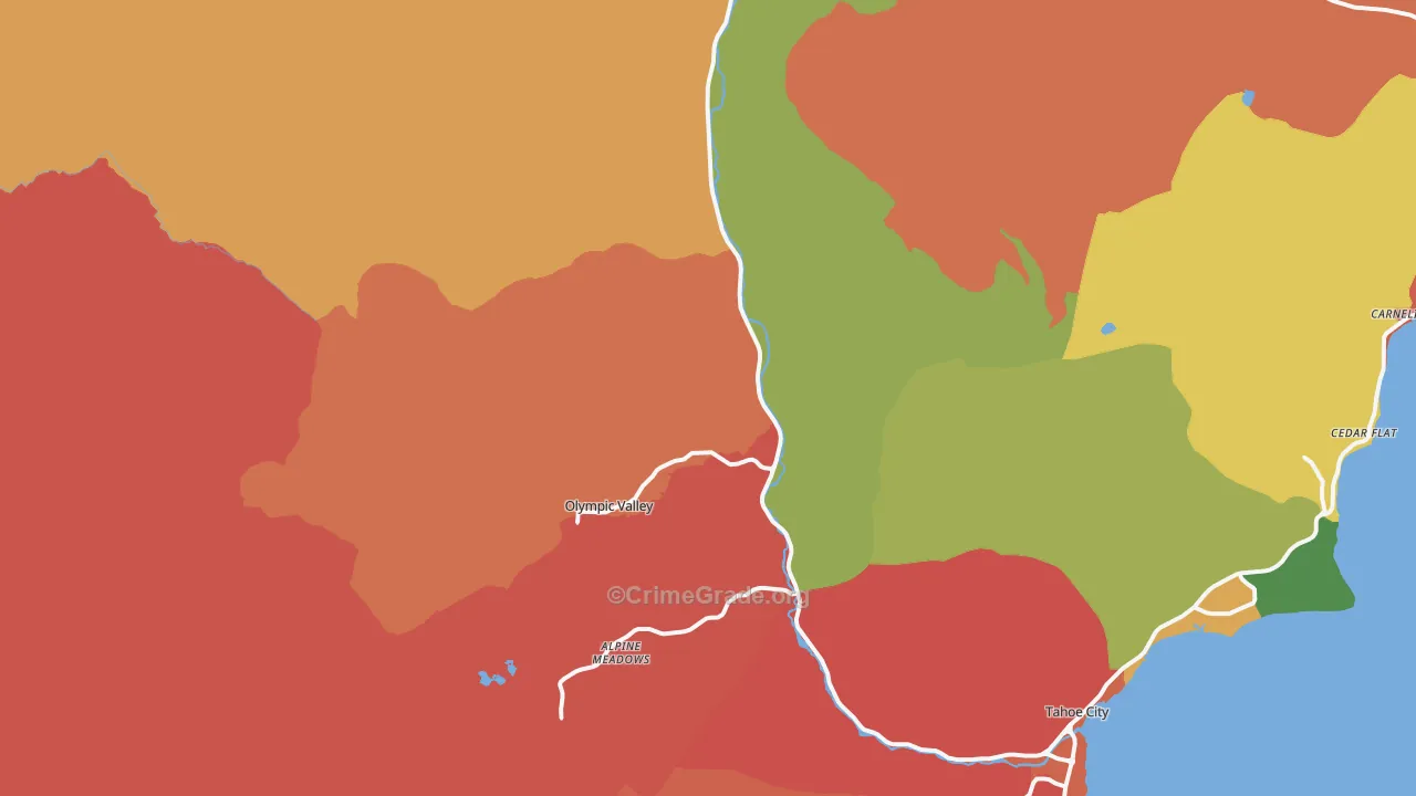 Olympic Valley, CA Map of Burglary Rates