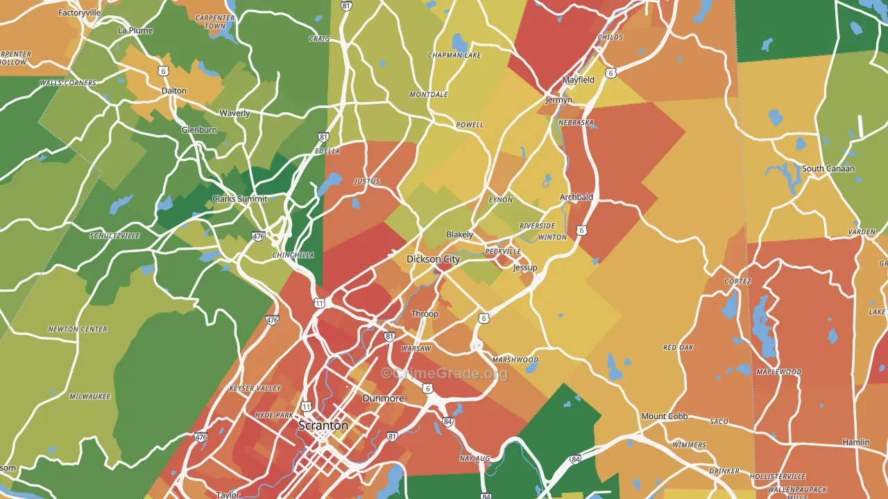 Olyphant, PA Map of Burglary Rates