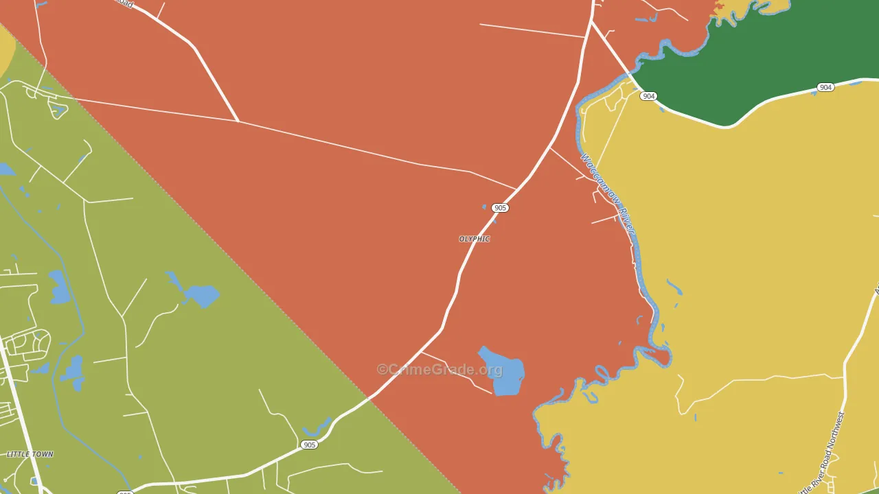 Olyphic, NC Map of Burglary Rates