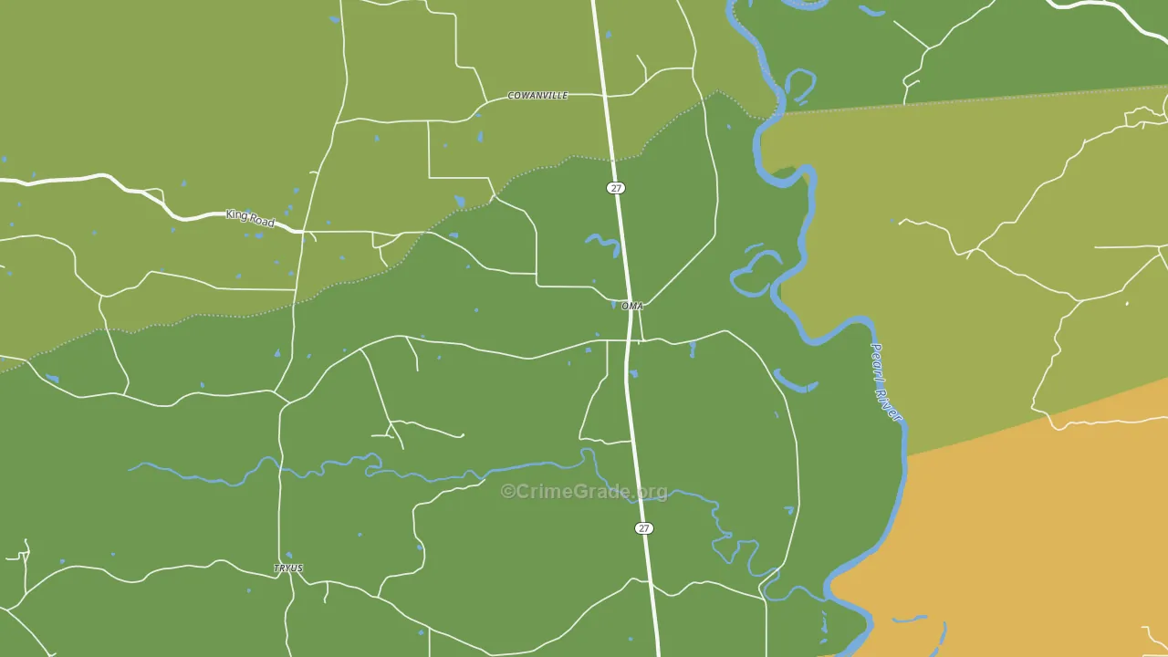 Oma, MS Map of Burglary Rates